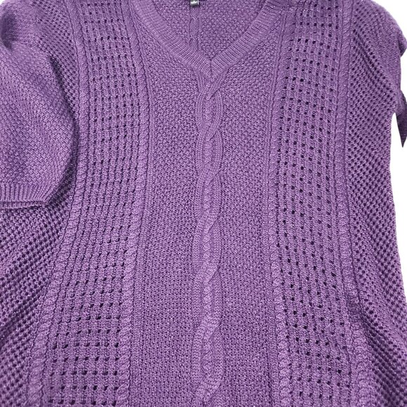 Torrid Womens V-Neck Cable Knit Sweater Size 1 Purple - Picture 6 of 8